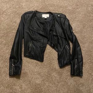 Bar III Cropped Faux Leather Jacket